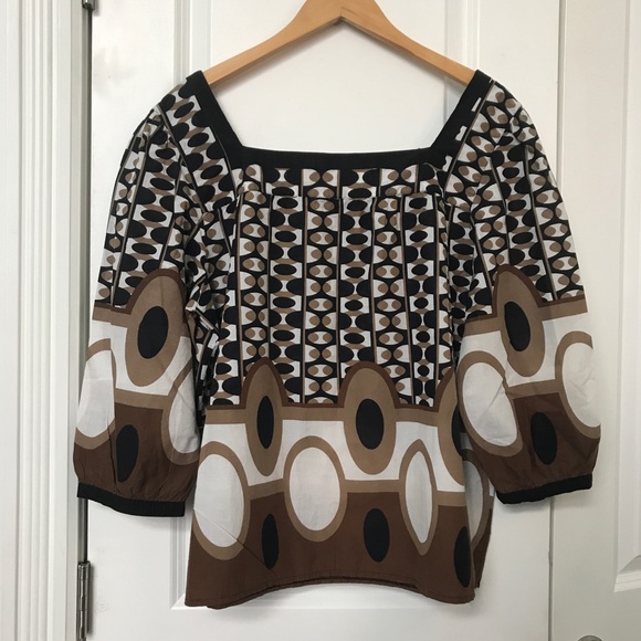 Mario Serrani Funky Square Neck 3/4 Sleeve Mod MCM Style Top Size XL - Picture 4 of 4